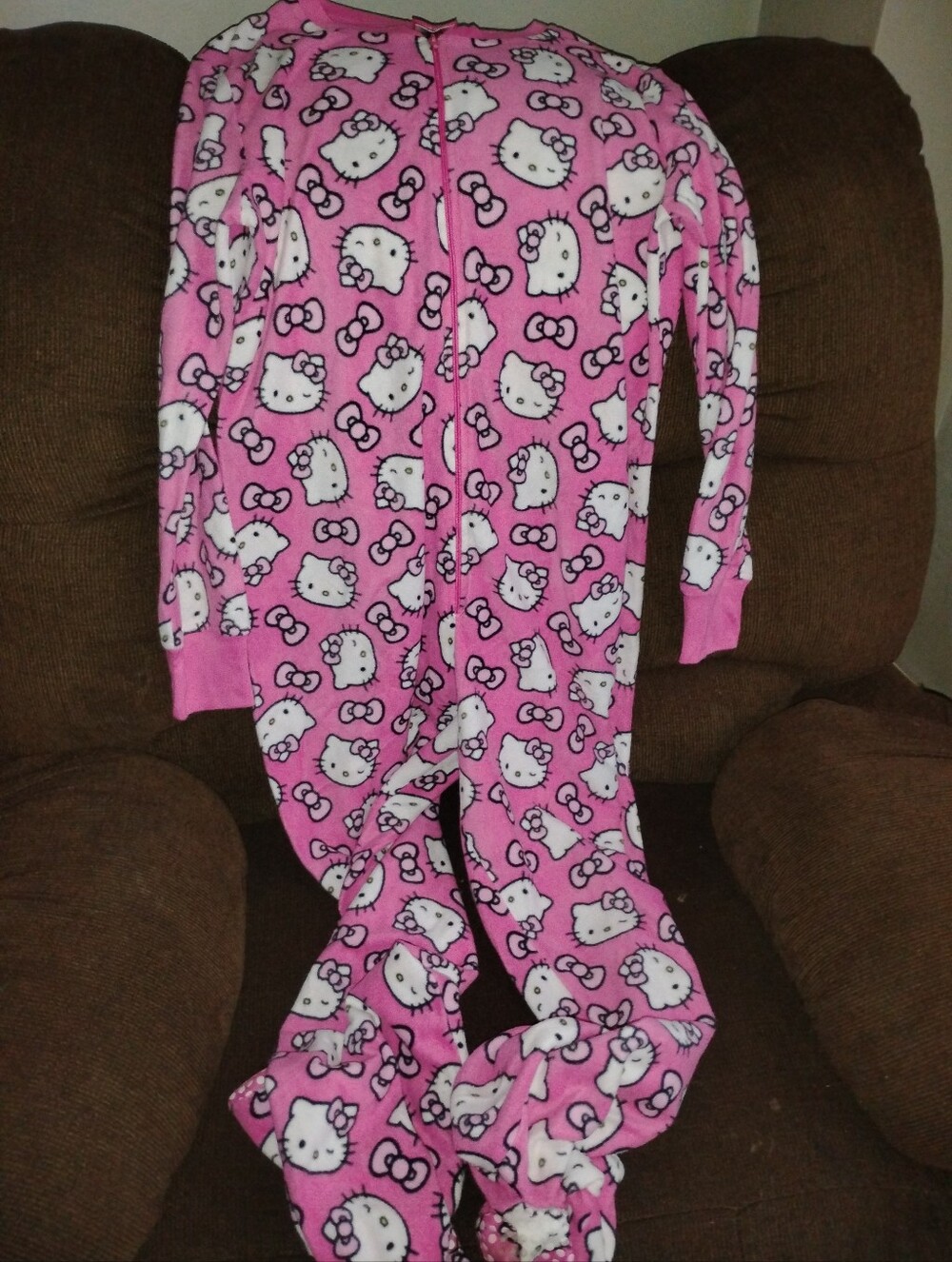 Hello Kitty Pink All-Over Print Kids Footed One-Piece Pajama